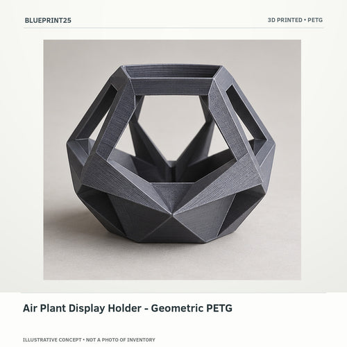 Air Plant Display Holder - Geometric PETG illustrative concept, main view; not a photo of finished inventory.