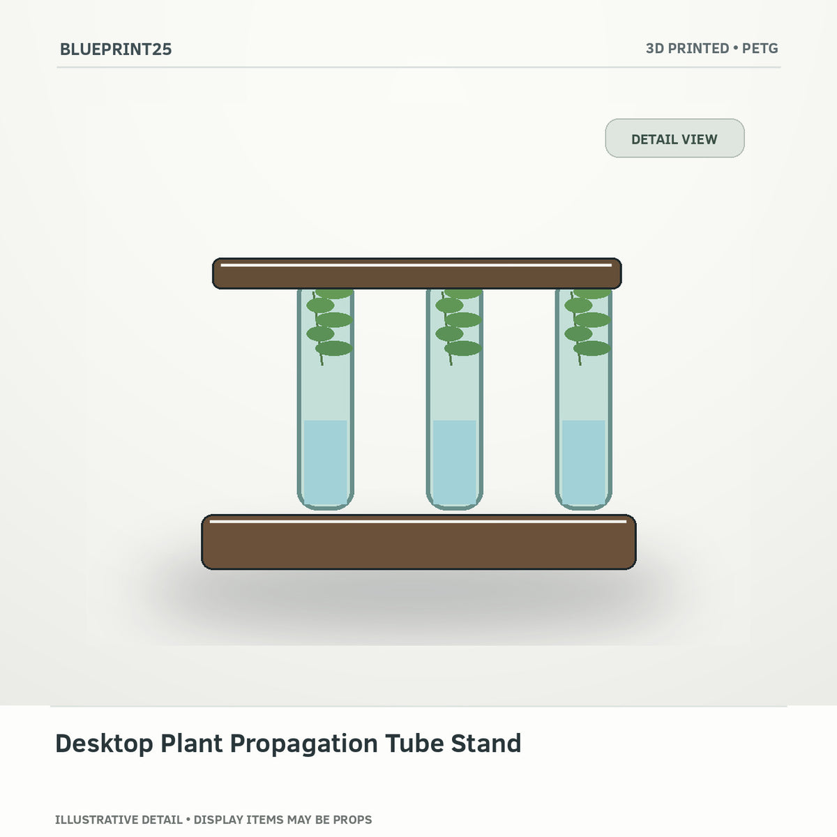 Desktop Plant Propagation Tube Stand illustrative concept, detail view; final physical design has not been confirmed.