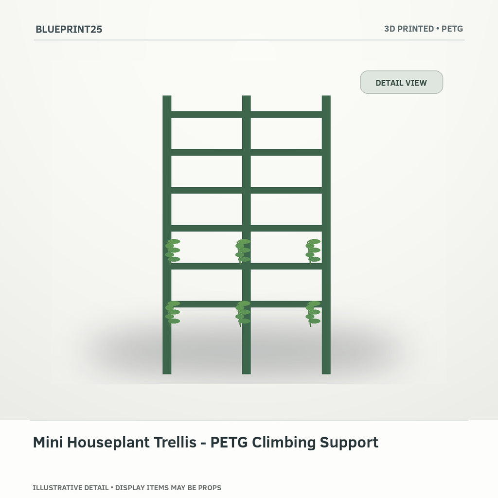 Mini Houseplant Trellis - PETG Climbing Support illustrative concept, detail view; final physical design has not been confirmed.