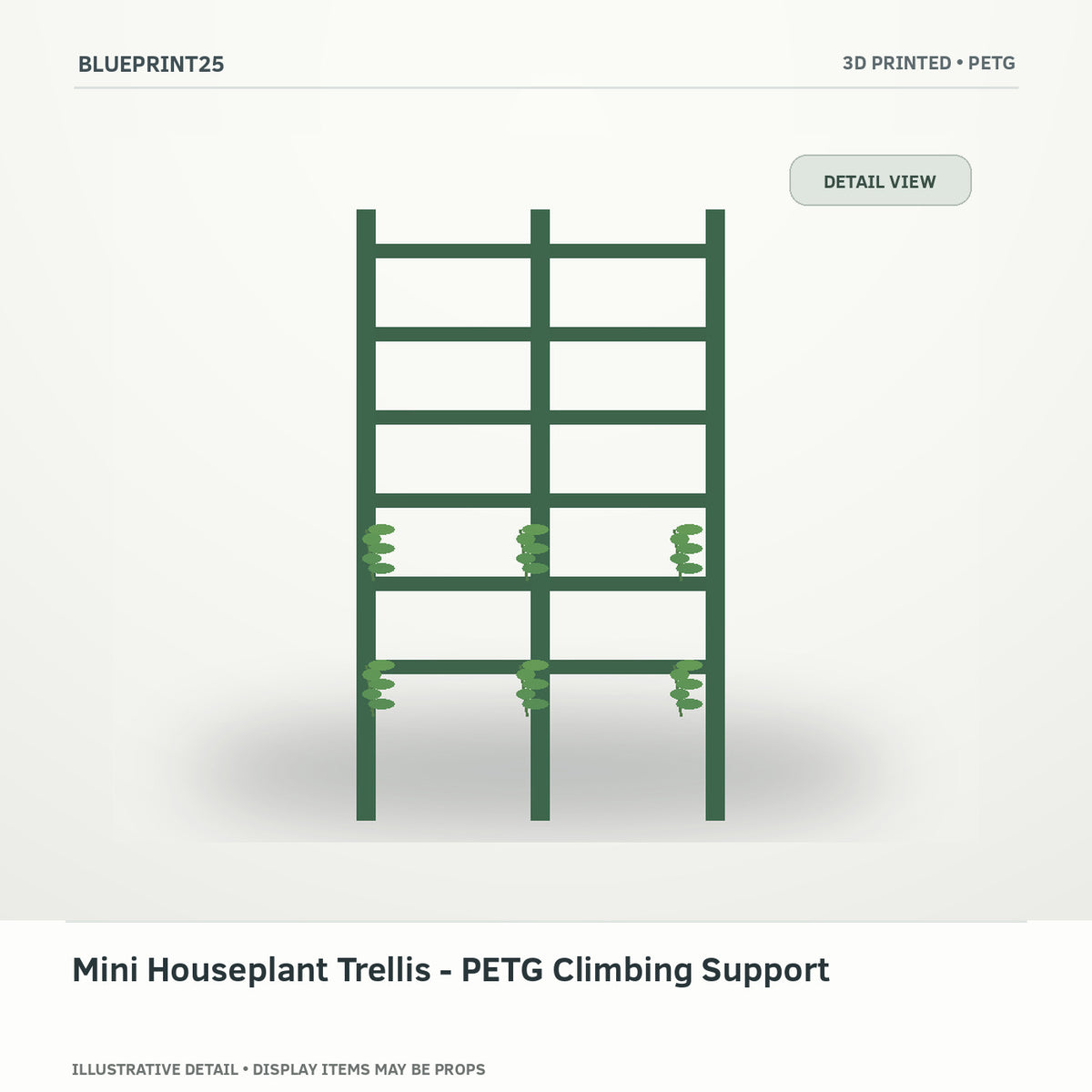 Mini Houseplant Trellis - PETG Climbing Support illustrative concept, detail view; final physical design has not been confirmed.