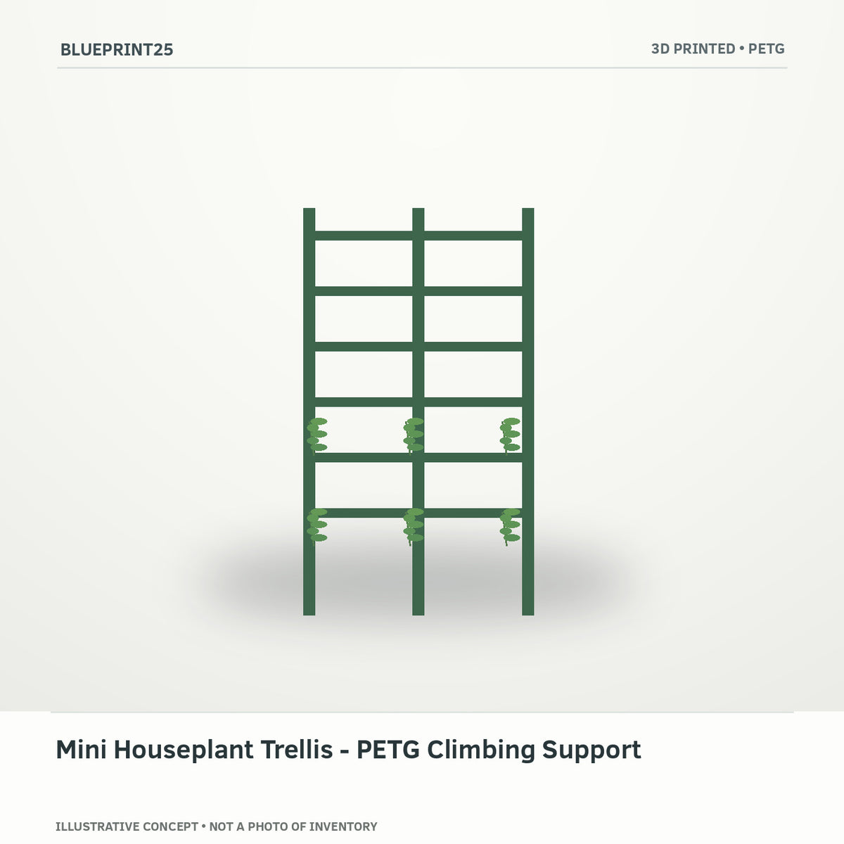 Mini Houseplant Trellis - PETG Climbing Support illustrative concept, main view; not a photo of finished inventory.
