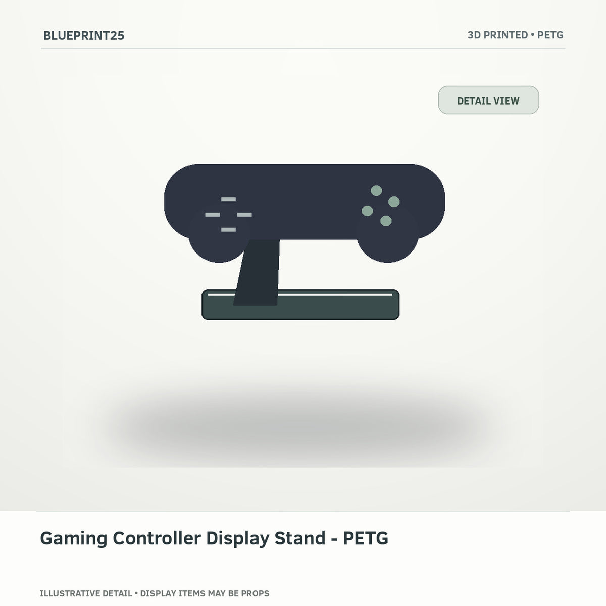 Gaming Controller Display Stand - PETG illustrative concept, detail view; final physical design has not been confirmed.