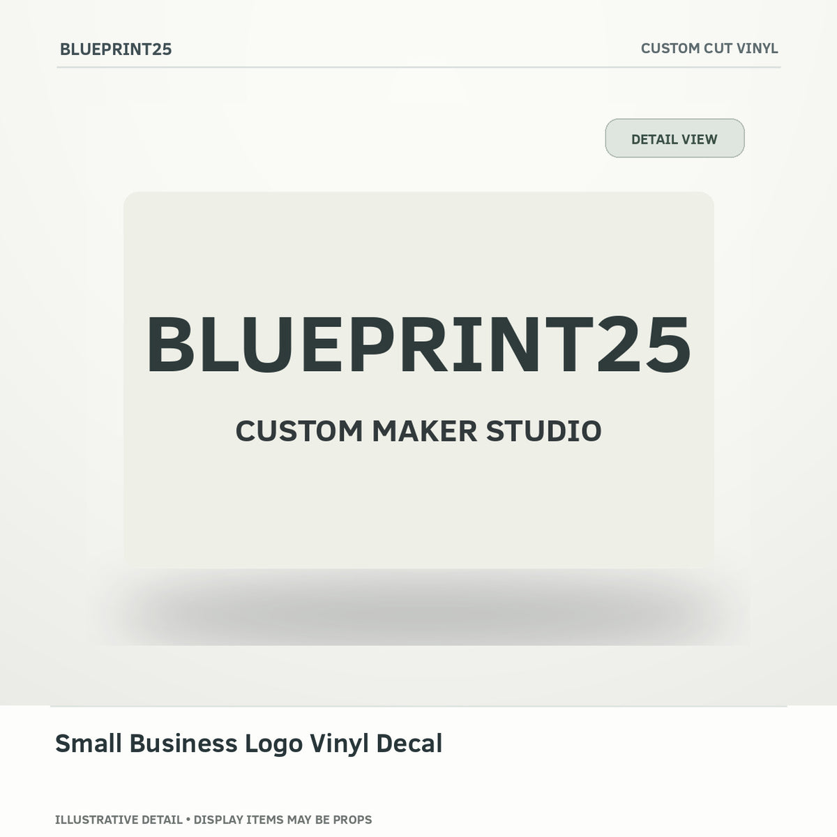 Small Business Logo Vinyl Decal illustrative concept, detail view; final physical design has not been confirmed.