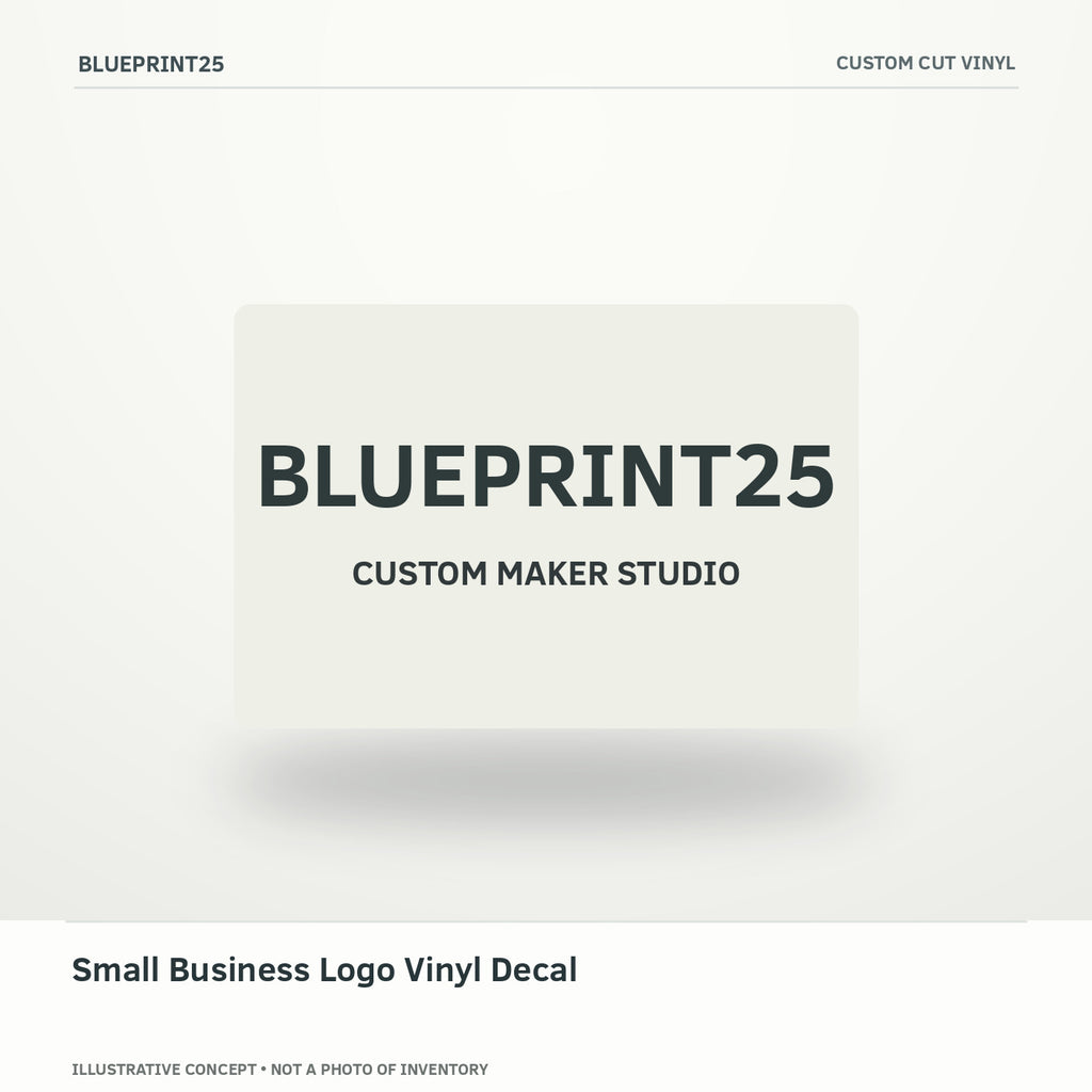 Small Business Logo Vinyl Decal illustrative concept, main view; not a photo of finished inventory.