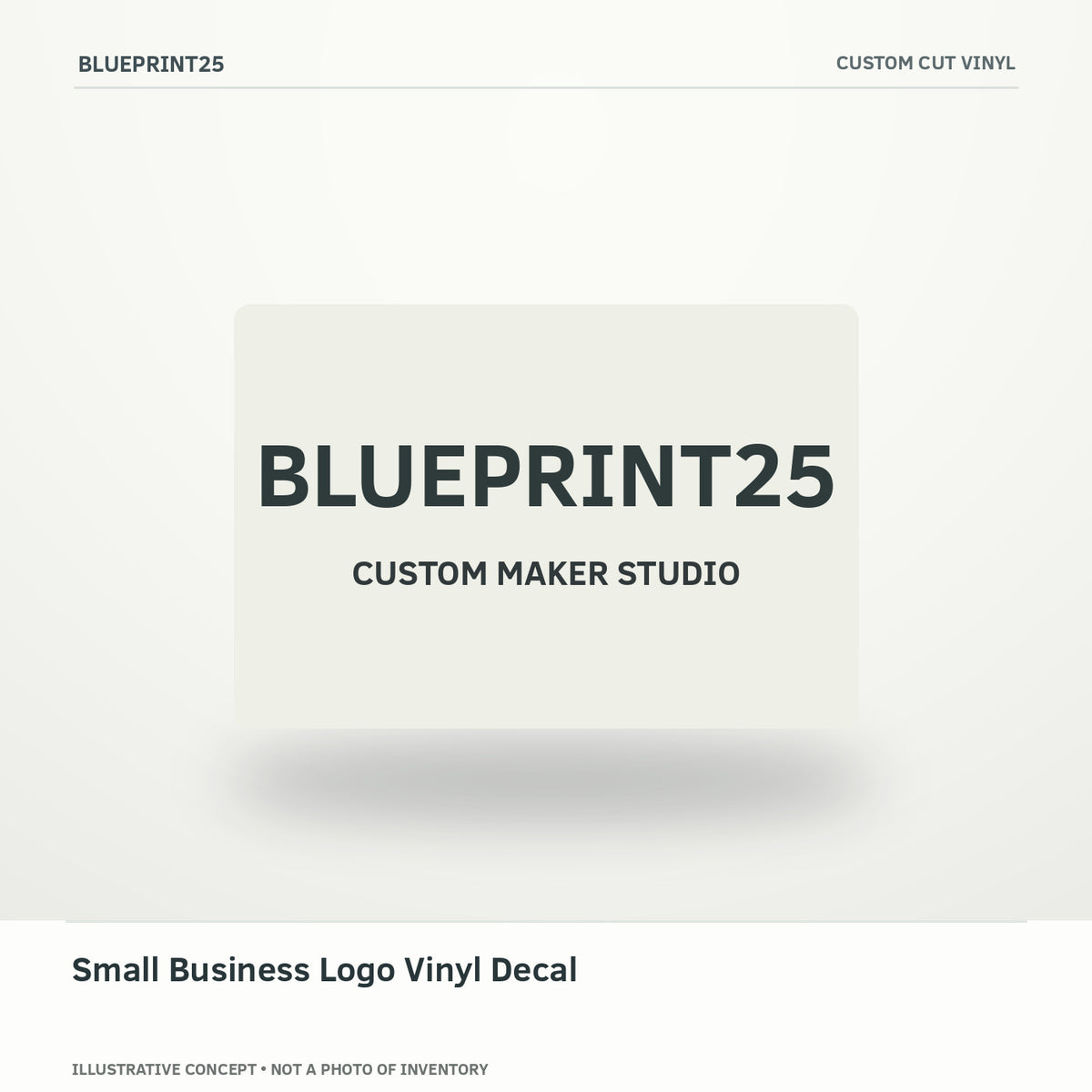 Small Business Logo Vinyl Decal illustrative concept, main view; not a photo of finished inventory.