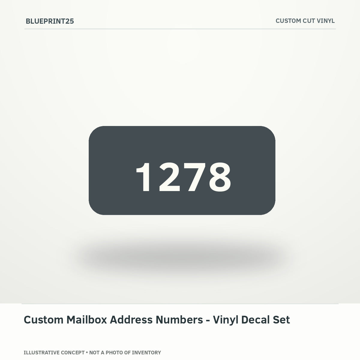 Custom Mailbox Address Numbers - Vinyl Decal Set illustrative concept, main view; not a photo of finished inventory.