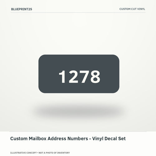 Custom Mailbox Address Numbers - Vinyl Decal Set illustrative concept, main view; not a photo of finished inventory.