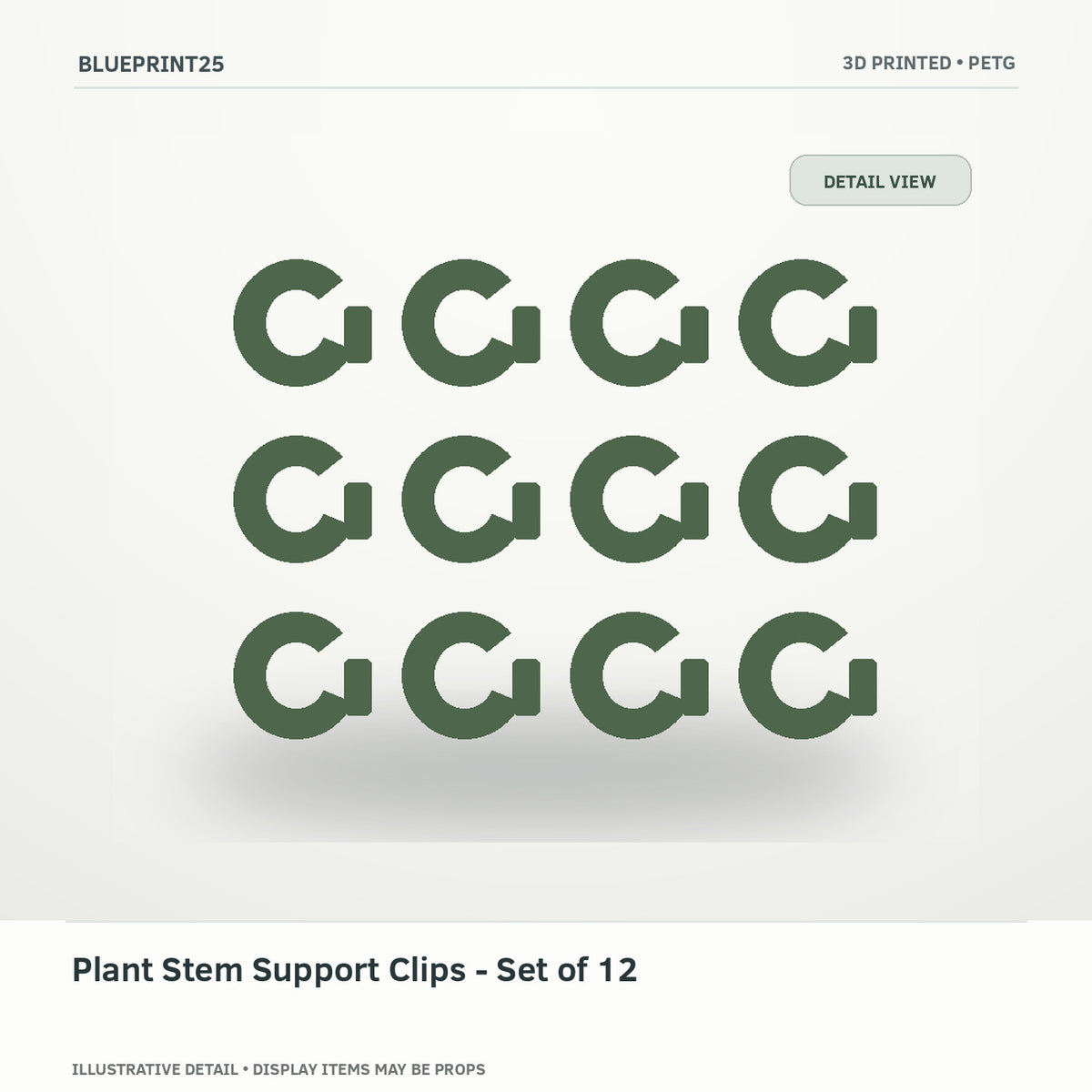 Plant Stem Support Clips - Set of 12 illustrative concept, detail view; final physical design has not been confirmed.