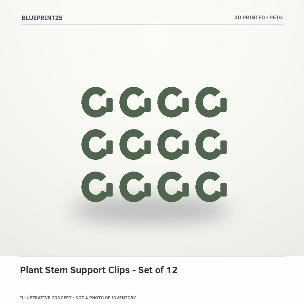 Plant Stem Support Clips - Set of 12 illustrative concept, main view; not a photo of finished inventory.