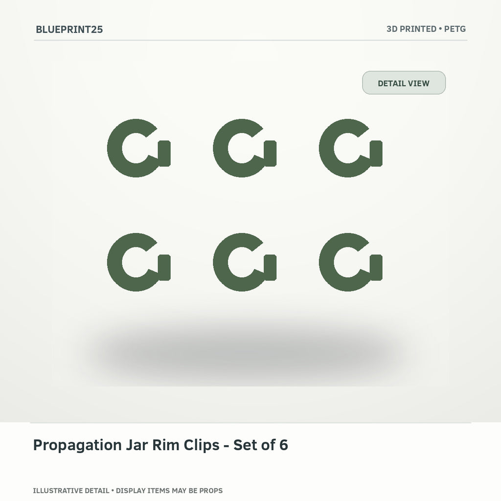 Propagation Jar Rim Clips - Set of 6 illustrative concept, detail view; final physical design has not been confirmed.