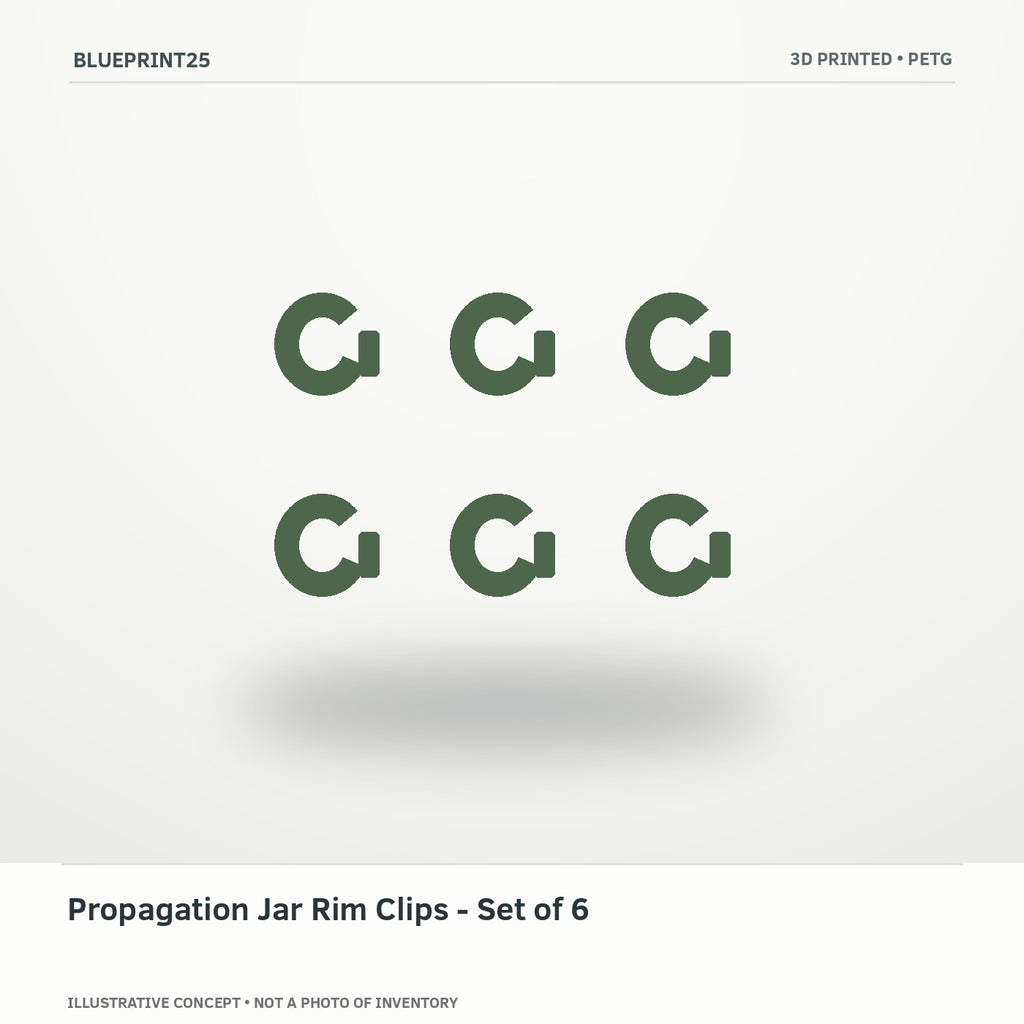 Propagation Jar Rim Clips - Set of 6 illustrative concept, main view; not a photo of finished inventory.