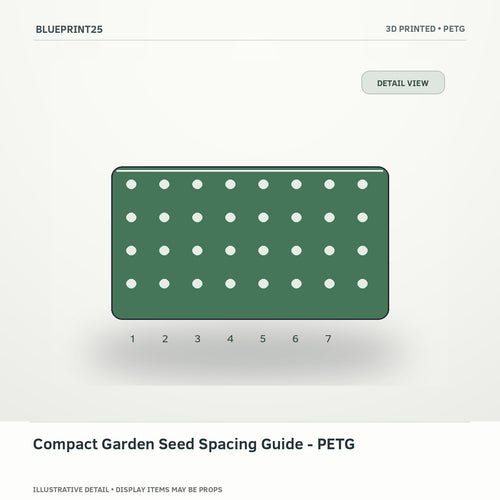 Compact Garden Seed Spacing Guide - PETG illustrative concept, detail view; final physical design has not been confirmed.