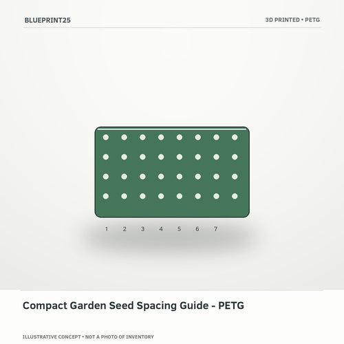 Compact Garden Seed Spacing Guide - PETG illustrative concept, main view; not a photo of finished inventory.